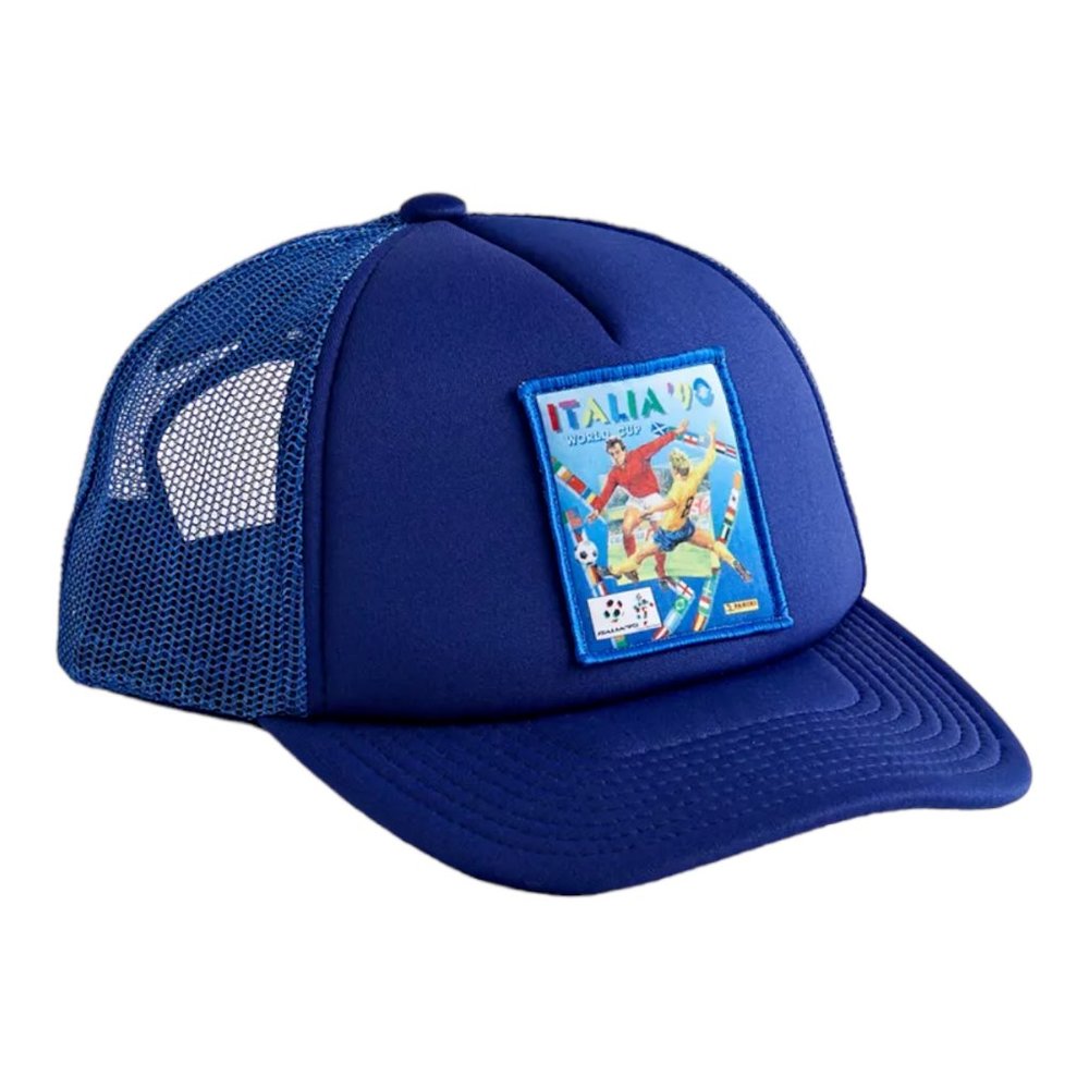 Panini FIFA Italia 1990 World Cup Snapback Trucker Hat Soccer Blue - RARE